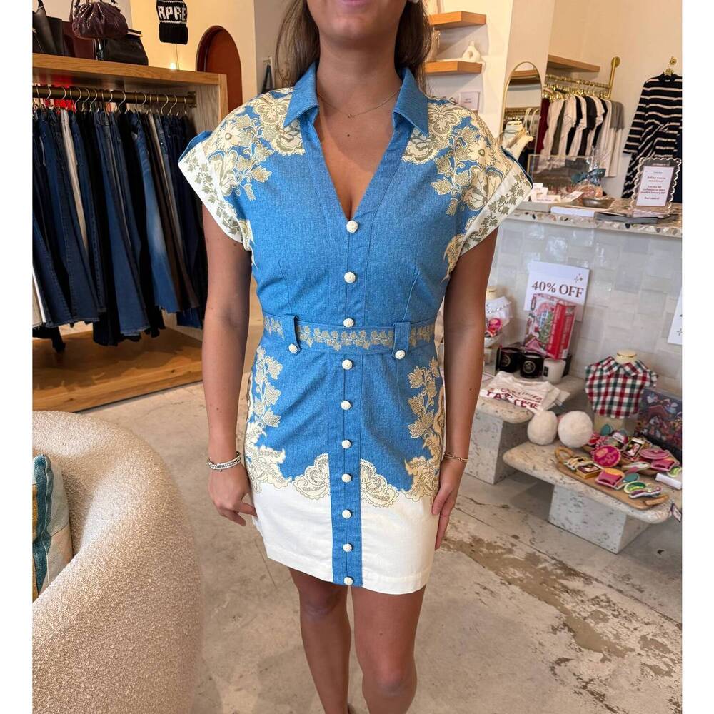 NEW ANNA CATE colette mini dress in chambray floral - Picture 3 of 5